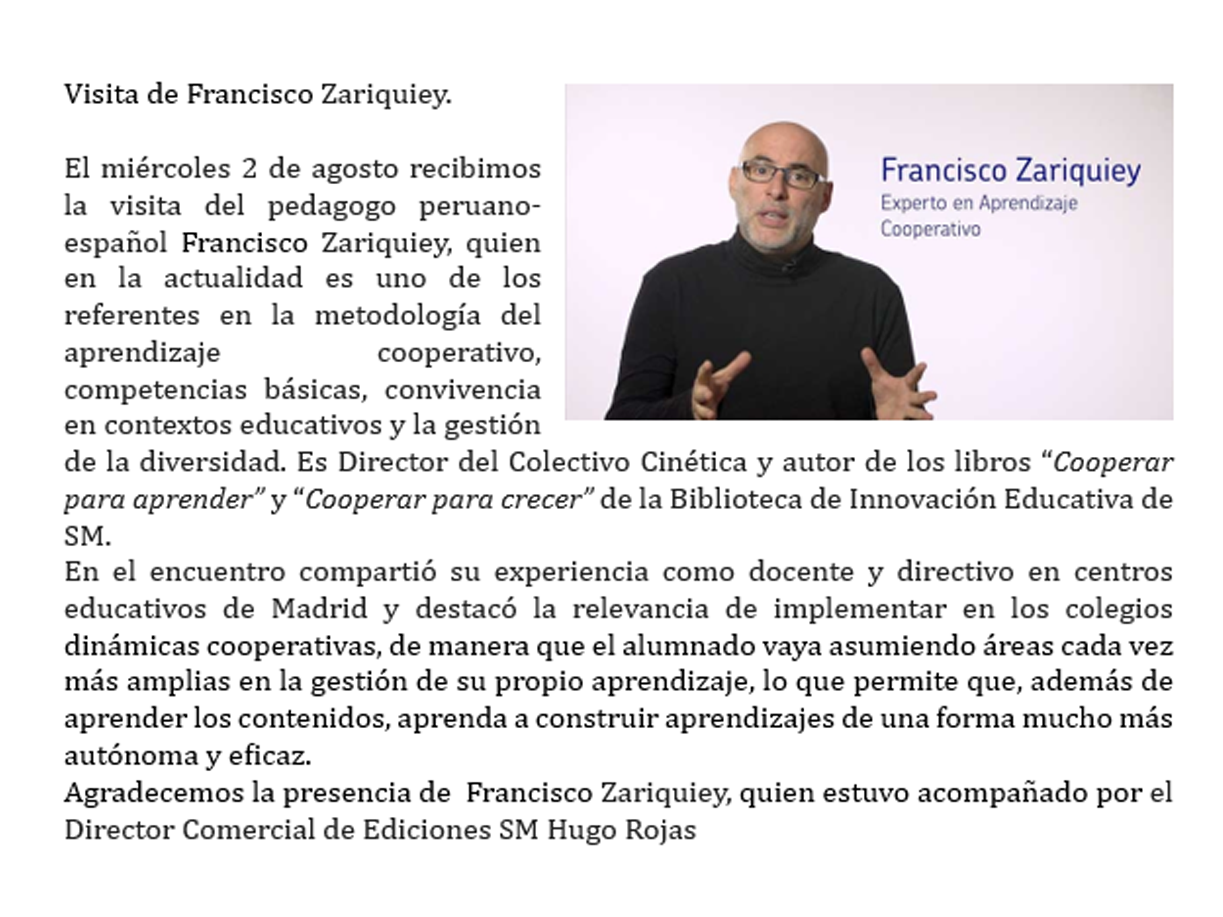 visita Francisco Zariquiey TEXTO